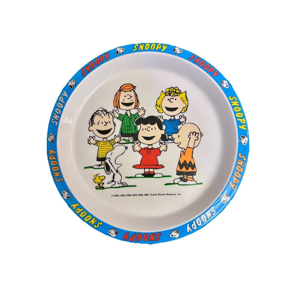Vtg PECO Peanut's Plate 1960's The Gang‎ Charlie Brown, Snoopy, Lucy EUC Rare